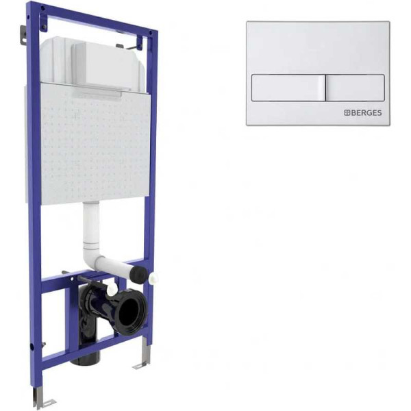 Инсталляция для подвесного унитаза Berges NOVUM L2 с клавишей (040212) матовый хром