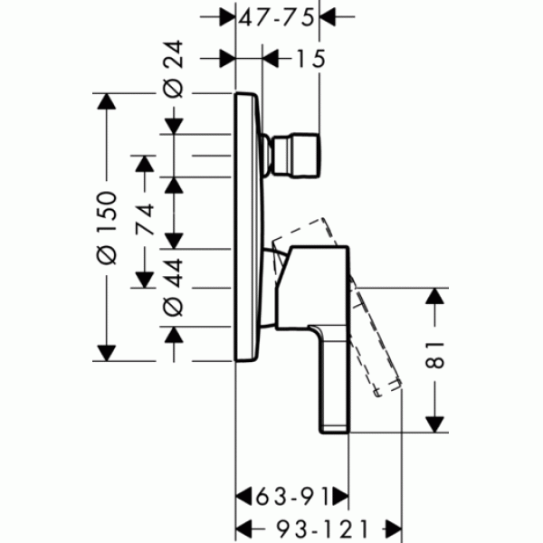 Смеситель для ванны и душа Hansgrohe Metris S (31465000)