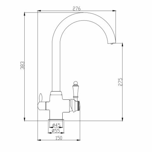 Смеситель для кухни Fashun с переключателем на фильтр хром (A4396)