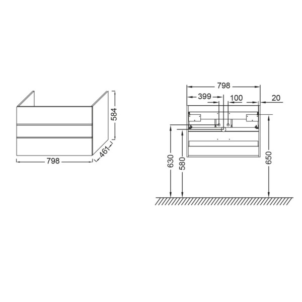 Тумба подвесная Jacob Delafon Luicen 798x461x584 белый (EB2057-J5-J5)