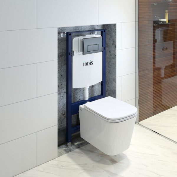 Комплект инсталляция с унитазом Iddis с клавишей смыва черная матовая (BASBI02i73)