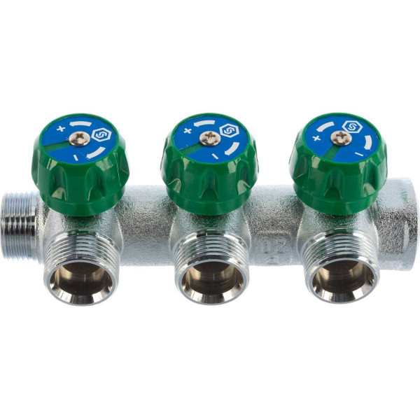 Коллектор 3 отвода регулируемый 3/4"x3/4"(18)EK Stout (хром) (SMB-6850-343403) Коллектор 3 отвода регулируемый 3/4"x3/4"(18)EK Stout (хром) (SMB-6850-343403)