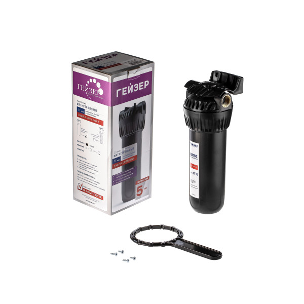 Фильтр колбовый Гейзер 3/4" 10SL (черный, для горячей воды) (50547)