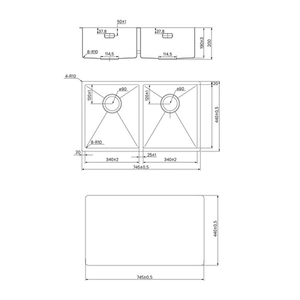 Мойка для кухни врезная Iddis Edifice 746x441x200 хром (EDI75G2i77)