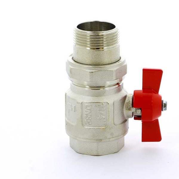 Кран Itap 1 1/4" шаровый со сгоном Ideal (красная бабочка) (0980114)