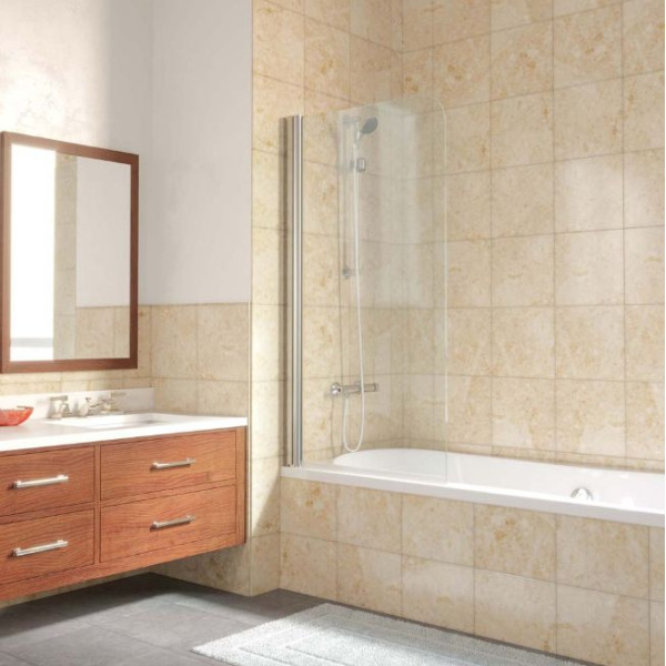 Душевая шторка на ванну Vegas Glass 75х150 EV Lux 0075 07 R03 L профиль матовый хром, стекло фея