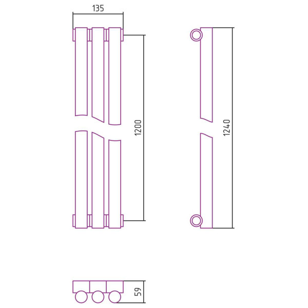 Дизайн-радиатор Сунержа Эстет-1 1200*135 3 секции золотой (03-0301-1203)