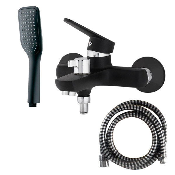 Смеситель для ванны и душа Melodia Moderno Black с душевым гарнитуром (MDV35140_bk) Смеситель для ванны и душа Melodia Moderno Black с душевым гарнитуром (MDV35140_bk)