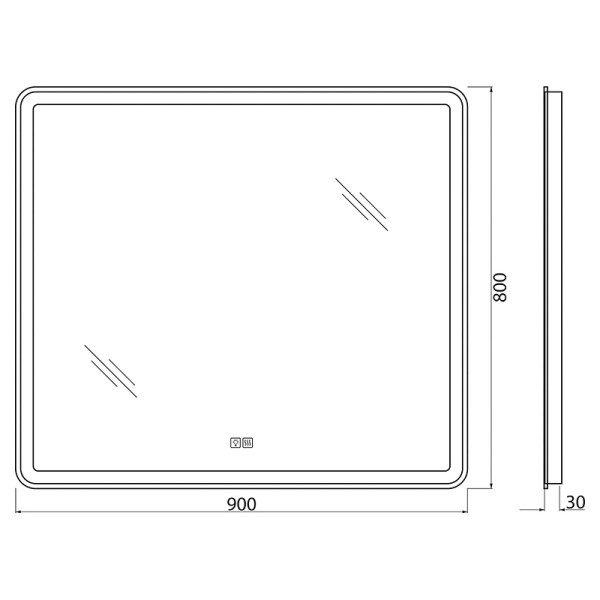 Зеркало с подсветкой BelBagno SPC-MAR 90x80 с подогревом (SPC-MAR-900-800-LED-TCH-WARM)