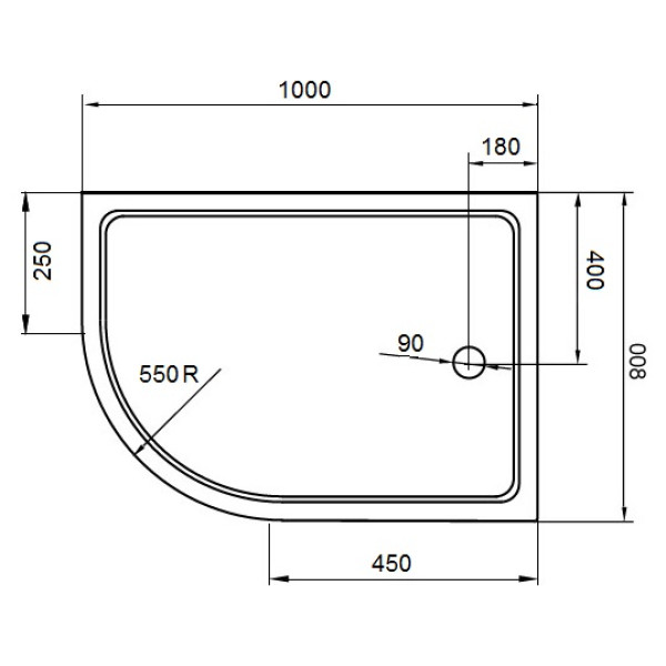 Душевой поддон Cezares Tray 100х80 R (TRAY-A-RH-100/80-550-15-W-R)