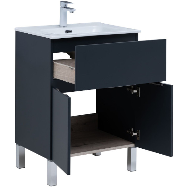 Тумба напольная Aquanet Алвита New 60 1 ящик, 2 дверцы, антрацит (00277547)