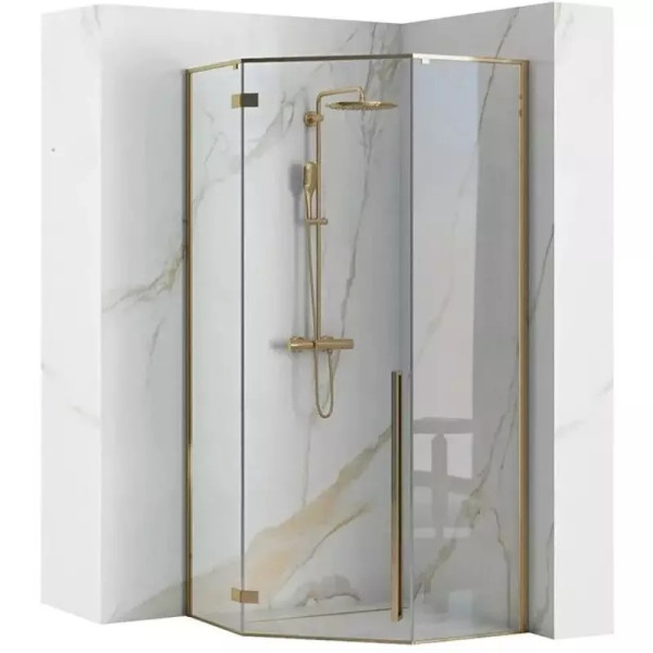 Душевое ограждение Rea Diamond 90x90x195 стекло прозрачное, профиль золото (REA-K4904) Душевое ограждение Rea Diamond 90x90x195 стекло прозрачное, профиль золото (REA-K4904)