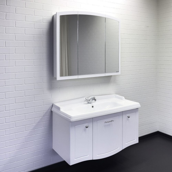 Тумба подвесная Comforty Павия 1015x600x490 белый глянцевый с раковиной (00-00001524)