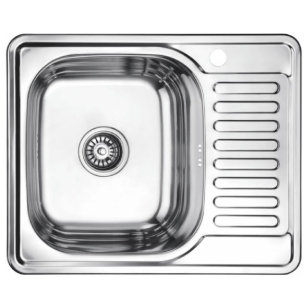 Мойка врезная Ledeme 580x480x180 (0.8мм) выпуск 3 1/2" левая чаша глянцевая (L95848-L)