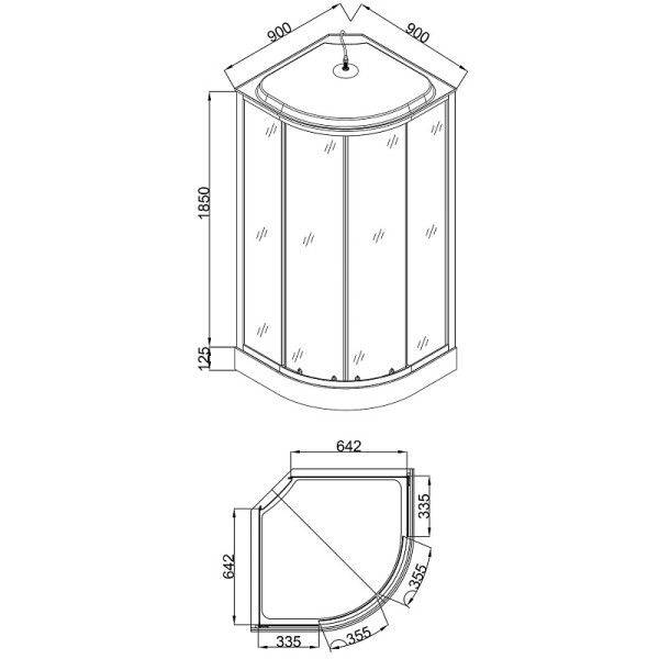 Душевая кабина Loranto 90x90x215 стекло матовое, профиль черный, черный кирпичный узор (CS-6690-13GB 90)