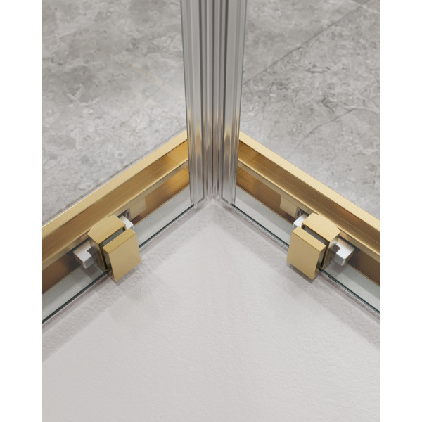 Душевой уголок Cezares Molveno 90x90x195 стекло прозрачное, профиль брашированное золото (MOLVENO-A-2-90-C-BORO-IV)