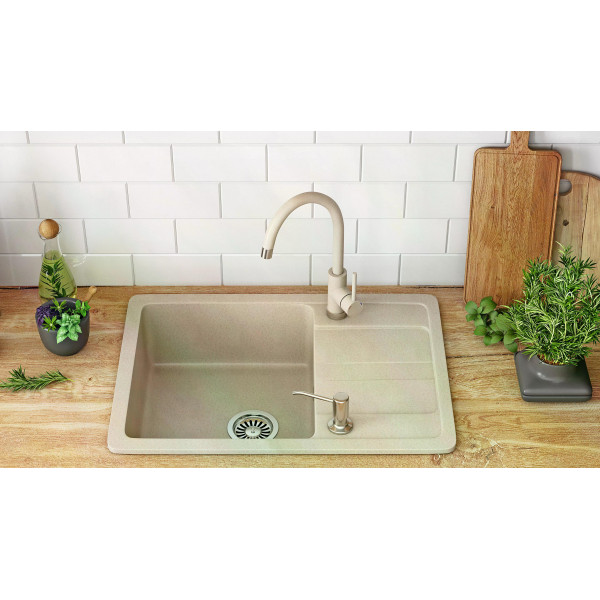 Мойка для кухни Rea nils beige Nakrapiany 5W1 гранит 62x44x16 бежевая с вкраплением (ZLE-00102)