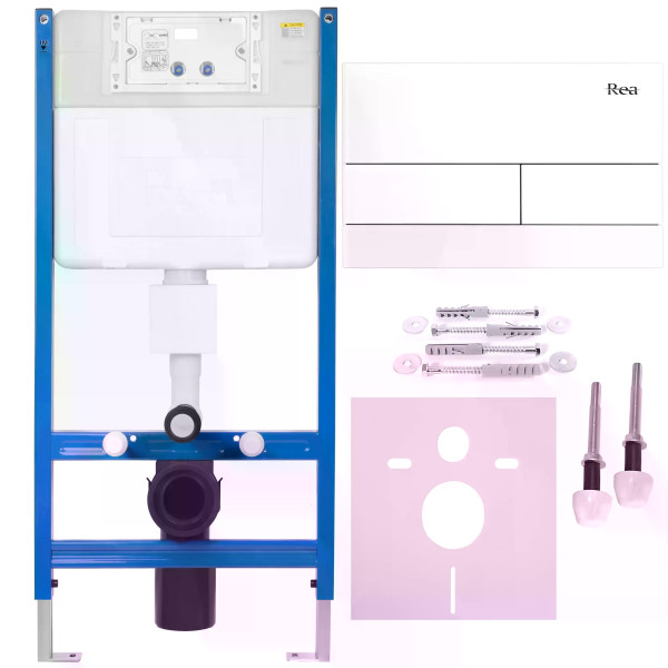 Инсталляция для подвесного унитаза Rea с клавишей White glass (KPL-E0052)