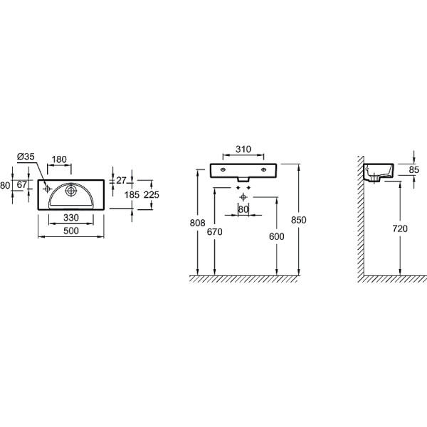 Раковина подвесная Jacob Delafon 50x22 белая (EGO112-55-00)