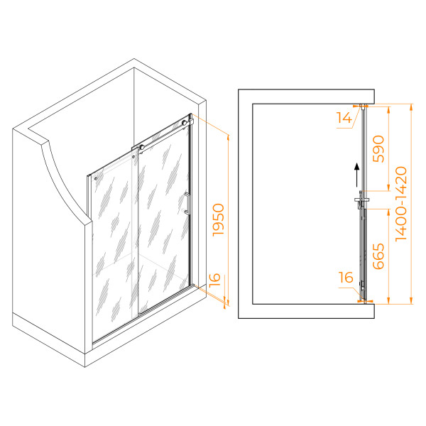 Душевая дверь RGW Tornado 140x195 стекло прозрачное, профиль черный (02071414-14) Душевая дверь RGW Tornado 140x195 стекло прозрачное, профиль черный (02071414-14)
