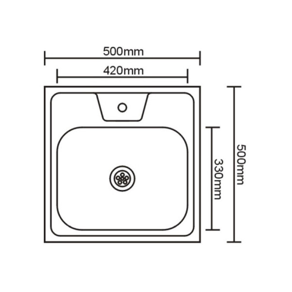 Мойка накладная Sinklight 50x50 0.6/16 хром глянцевый (00-00001153)