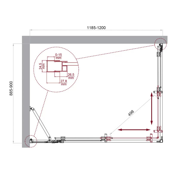 Душевой уголок BelBagno Luce 120x90x195 стекло прозрачное, профиль хром (LUCE-AH-21-120/90-C-Cr)