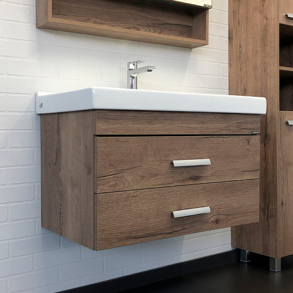 Тумба подвесная с раковиной Comforty Никосия 800x455x530 дуб темный (00-00008856)