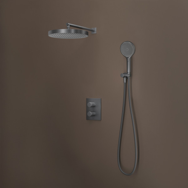 Душевая система Iddis Duna с тропическим и ручным душем с термостатом графит матовый (DUNGM0Ti67)