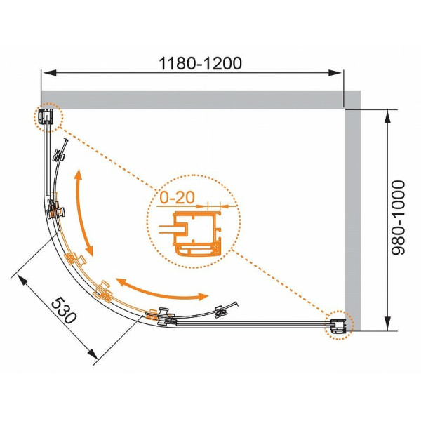 Душевой уголок Cezares Anima 120x100x200 стекло прозрачное, профиль хром (ANIMA-W-RH-2-120/100-C-Cr-R) Душевой уголок Cezares Anima 120x100x200 стекло прозрачное, профиль хром (ANIMA-W-RH-2-120/100-C-Cr-R)