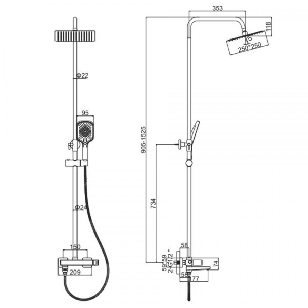 Душевая система Ledeme золотой (L2473G)