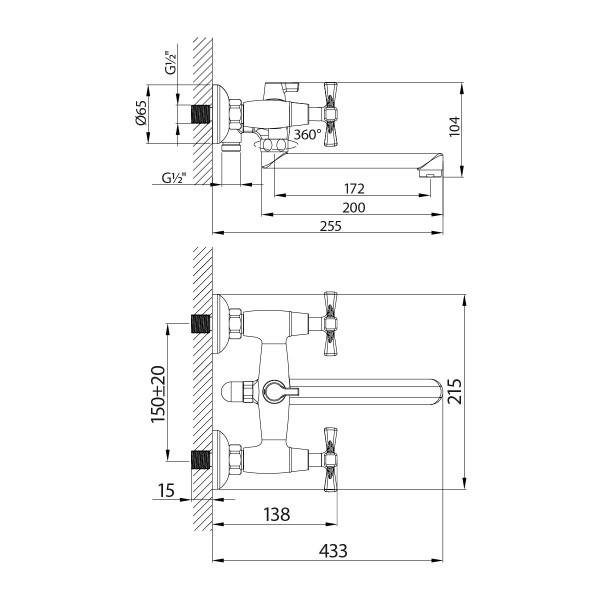 Смеситель для ванны и душа Lemark Benefit хром (LM2513C)
