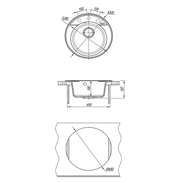 Мойка для кухни врезная Lemark Sula 500 500x500 антрацит (9910001)