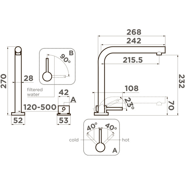 Смеситель для кухни Omoikiri Nara 2 Plus-BN нержавеющая сталь (4994368)