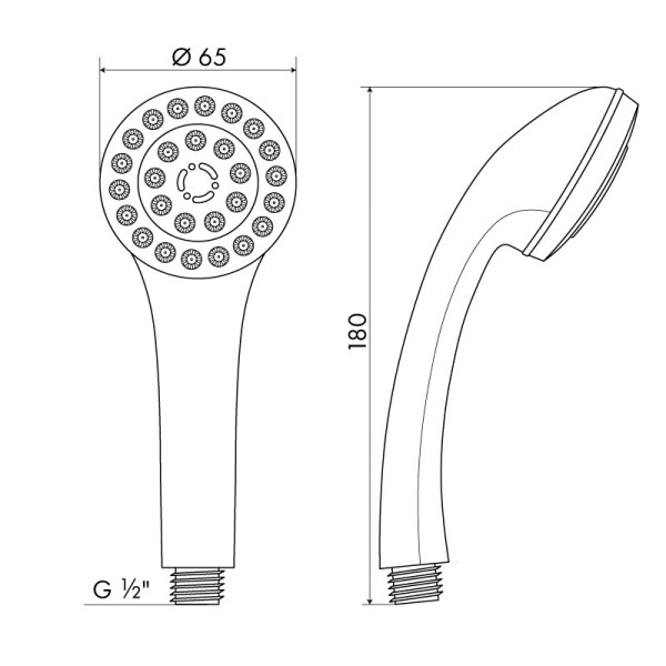 Душевая лейка Melodia 1 функция, d70мм, хром/серый (MKP20580P)