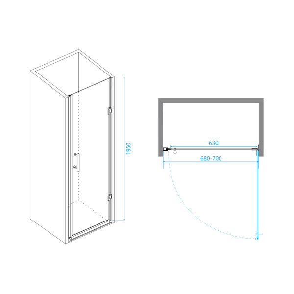 Душевая дверь RGW Passage 70x195 стекло прозрачное, профиль черный (41080607-14)