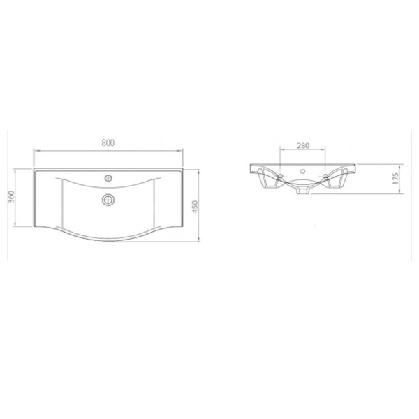 Раковина мебельная Lapino 80x45x17,5 белая (7080)