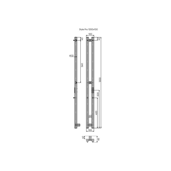 Полотенцесушитель электрический Indigo Style PRO 1200x100 унив.подкл.RxL, Graphite Metallic (LSPRE120-10GFMRt)