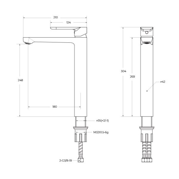 Смеситель для раковины Cezares Stylus сатин матовый (STYLUS-LC-IN-W0)