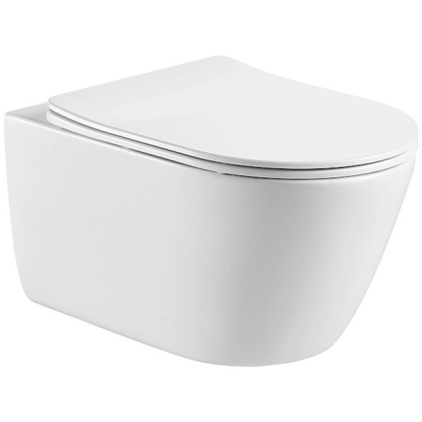 Унитаз подвесной Aquatek Оберон безободковый, тонкое сиденье Termodur с Soft Close (AQ1363W-00)