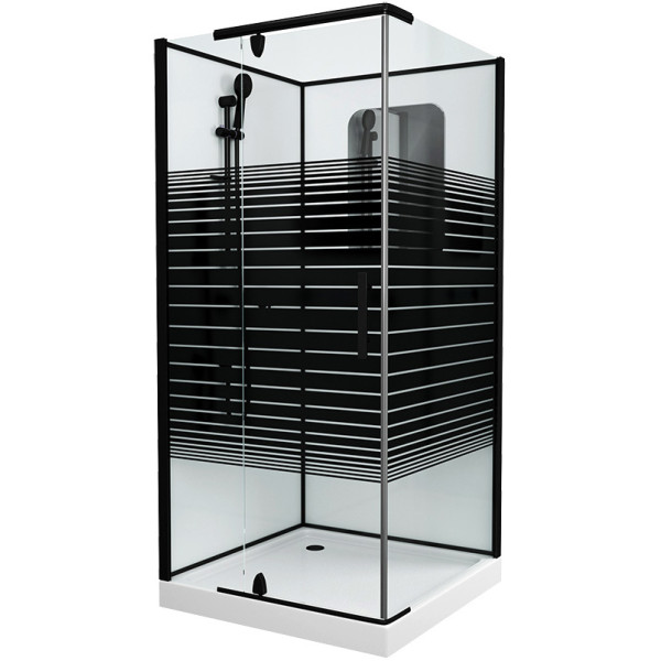 Душевая кабина Grossman 90x90 стекло прозрачное с рисунком, профиль черный (GR-271QL)