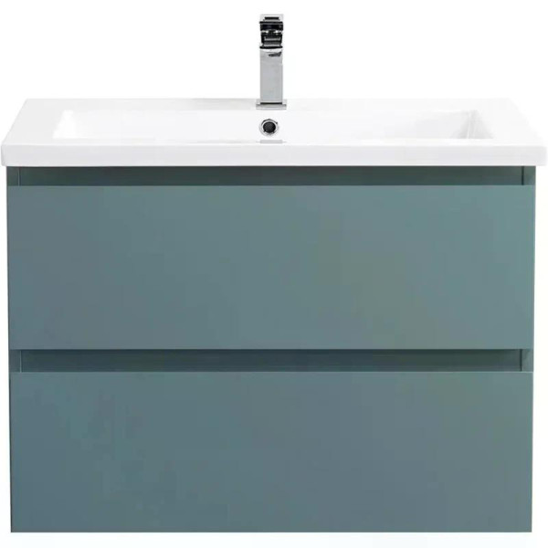 Тумба подвесная Cezares Kraft 750x455x500 с фрезерованными ручками по всей длине фасада с двумя выкатными ящиками голубой матовый (KRAFT-750-2C-SO-AO)