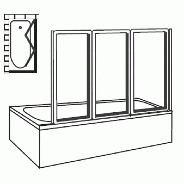 Душевая шторка на ванну Ravak Supernova VS3-130 130х140 стекло transparent, профиль белый (795V0100Z1)