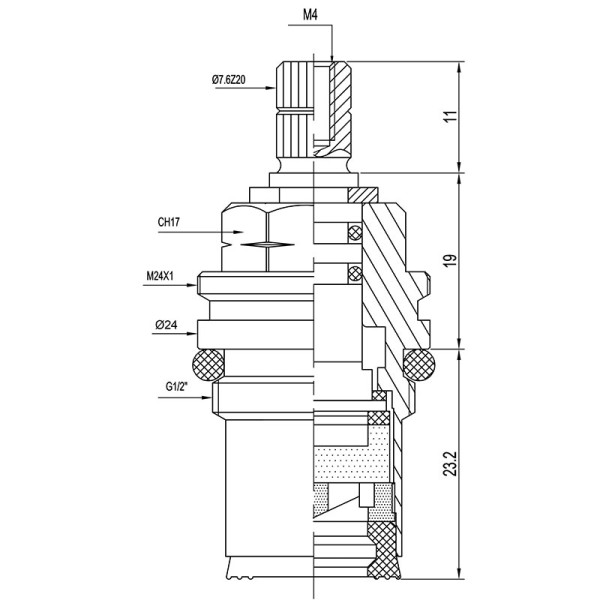 Кран-букса Melodia керамика 1/2" 8x20 под крест (поворот 90град.) (MKP06610WC) (мод. 01)