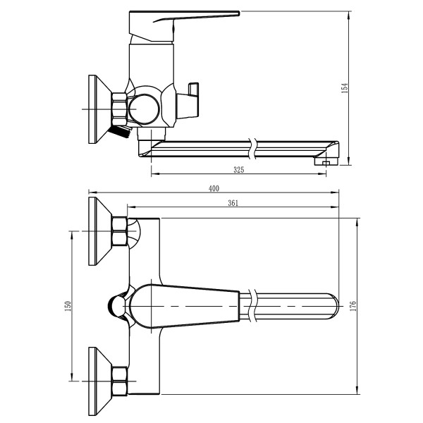 Смеситель для ванны Loranto Sofia длинный излив хром (LR90273000)