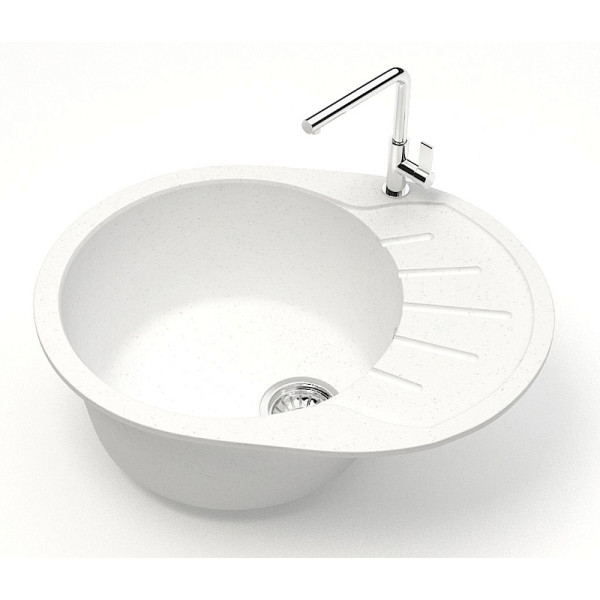 Мойка для кухни врезная Azario Light 57,5х44х21,5 сифон + герметик белая