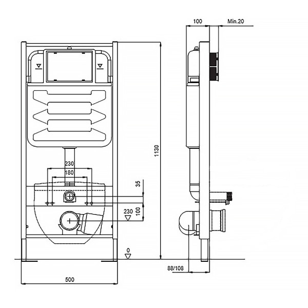 Инсталляция для подвесного унитаза Azario Forte (AZ-100-100F)
