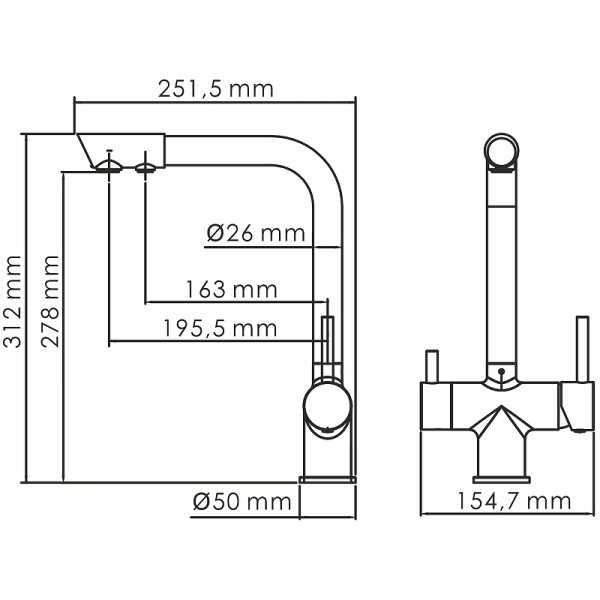 Смеситель для кухни WasserKRAFT с переключателем на фильтр, черный (A8367)