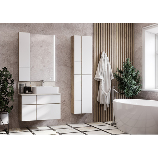 Шкаф навесной Мишель Дуб Эндгрейн/Белый (1A243903MIX40)