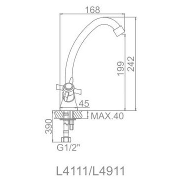 Смеситель для кухни Ledeme (L4111)