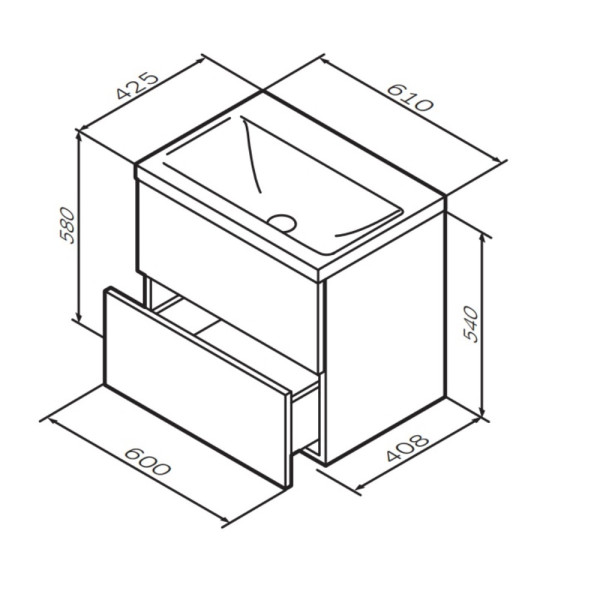 Тумба подвесная AM.PM Gem 60x55 2 ящика, орех (M90FHX0602HF)